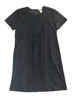 Sundance Catalog Eyelet Essence Black Dress with Lace Insets Size 8 Lined